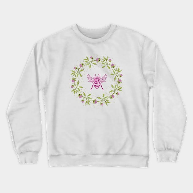 Wreath of honey clover flowers with bee Crewneck Sweatshirt by annaazart